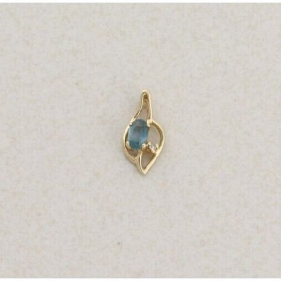 Unbranded Jewelry - Pendant Only 14k Yellow Gold Natural Blue Topaz and Diamond Pendant